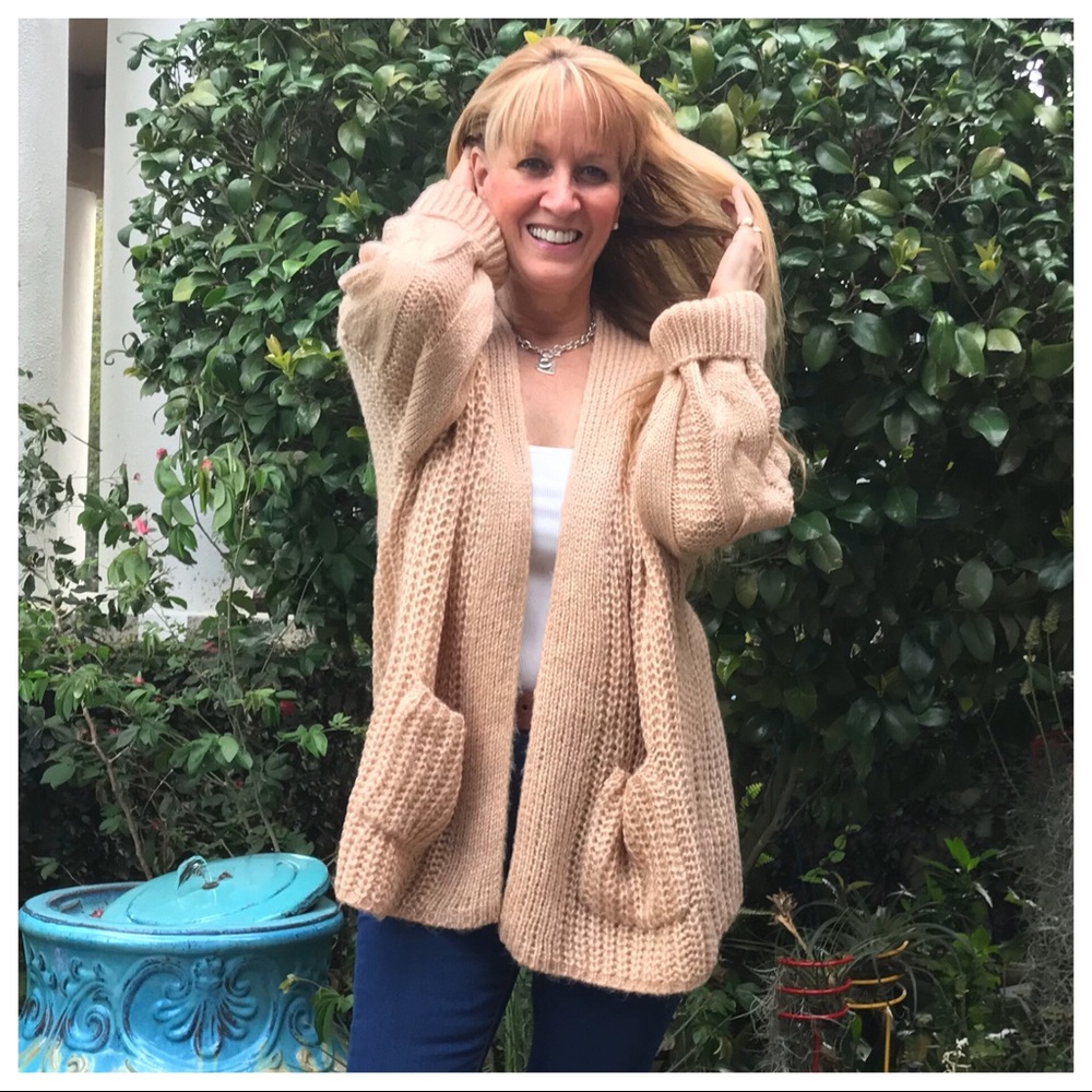 LAST 🔘 True Confessions! Taupe Open Cardigan - Picture 3 of 8